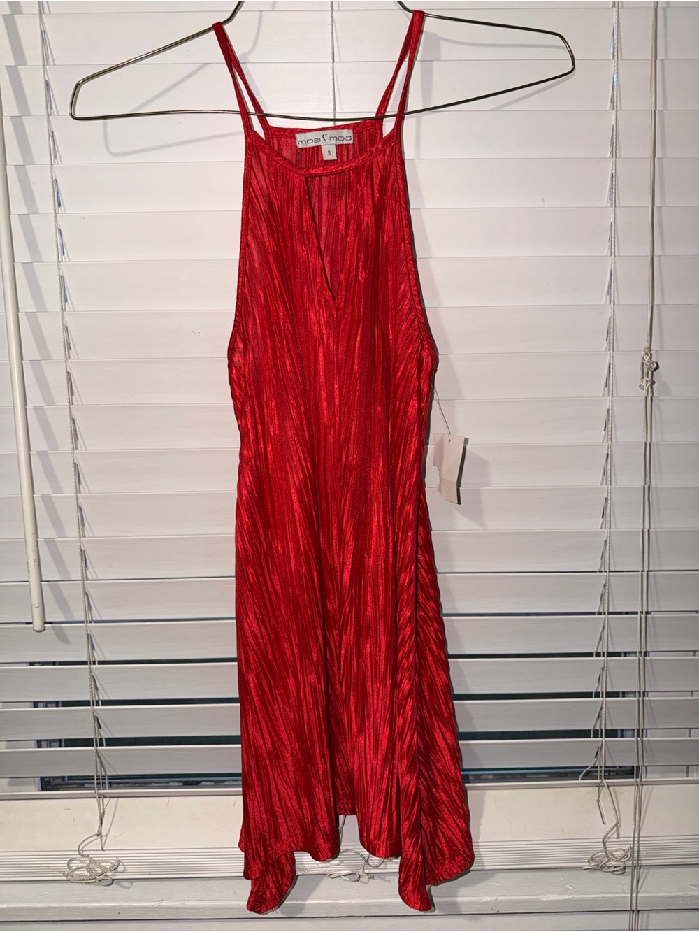 Moa Moa Red Pleated Midi Slip Dress
